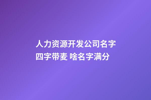 人力资源开发公司名字四字带麦 啥名字满分-第1张-公司起名-玄机派